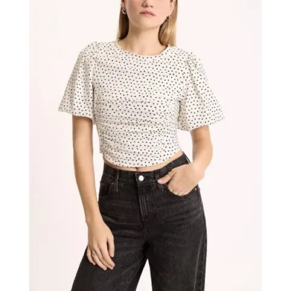 NWOT Express Black and White Polka Dot Blouse
